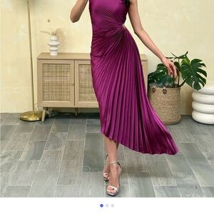 NWT Dress Forum Los Angeles Asymmetrical Magenta maxi Dress size S